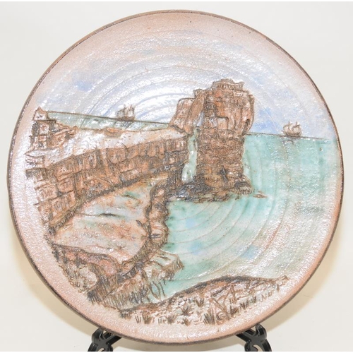 40 - Poole Pottery interest unusual Guy Sydenham charger depicting Pulpit Rock Portland, fully marked & s... 
