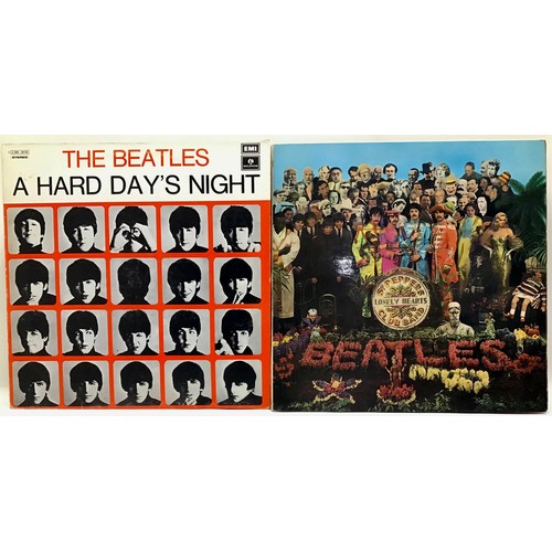 223 - 2 VINYL BEATLES LP RECORDS. Here we have an Italian copy of ‘A Hard Day’s Night’ followed by a UK co... 