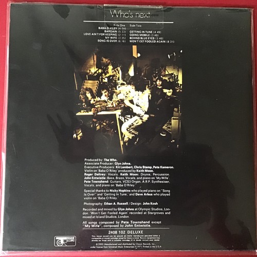 88 - THE WHO LP ‘WHO’S NEXT’ CLASSIC RECORDS. Found here on Quiex SV- P 200 gram vinyl. Includes original... 