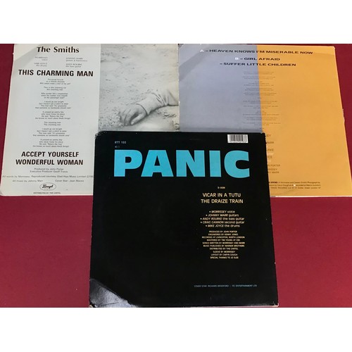 235 - THE SMITHS X 3 VINYL 12” SINGLES. Titles here include - Panic - Heaven Knows I’m Miserable Now and T... 