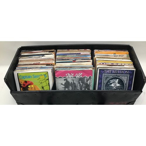 297 - LARGE BOX OF 7” VINYL RECORDS. Mainly found in VG+ conditions with artists to include - The Mission ... 