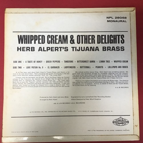 261 - HERB ALPERT'S LP 'WHIPPED CREAM & OTHERS DELIGHTS'. Great Ex conditioned album here on Original Pink... 