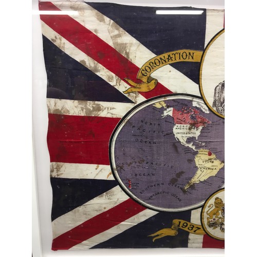 8 - Vintage 1937 King Edward VIII Coronation Union Jack Flag in frame, frame size 96x66cm.