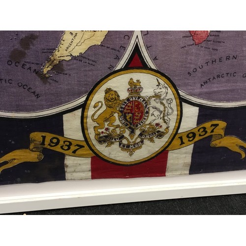 8 - Vintage 1937 King Edward VIII Coronation Union Jack Flag in frame, frame size 96x66cm.