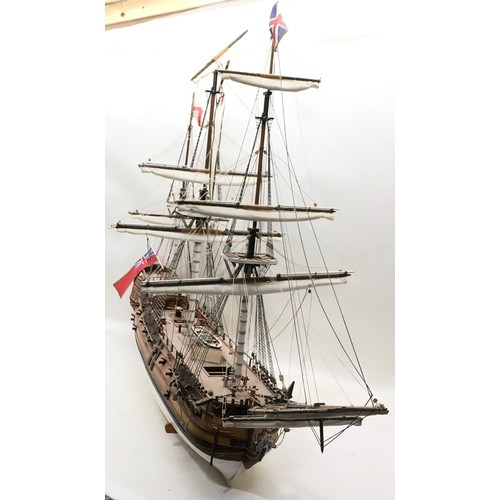 16 - 1:76 built scale model 36 gun ship HMS Falmouth. Stand included but requires attention