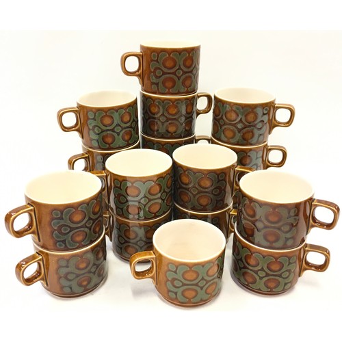 52 - Extensive collection of Hornsey pottery teaware in the Bronte pattern to include cups, mugs, tea and... 