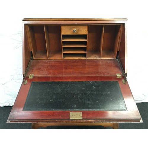 47 - Mahogany two part bureau bookcase with upper glazed section 201x69x44cm.