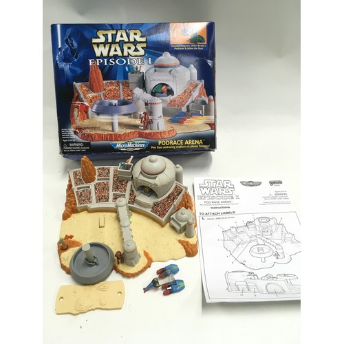 11 - 3 Star Wars Episode 1 Hasbro Micro machines boxed sets: Podrace Arena, Naboo Temple Ruins, Jar Jar B... 