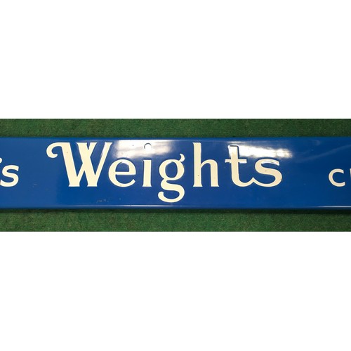 53 - 1930s Players Weights Cigarette enamel advertising sign 123x13x3cm