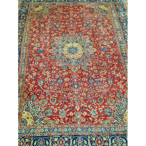 471 - Large room size Antique  design Afghan carpet red and blue size  385x286cm.