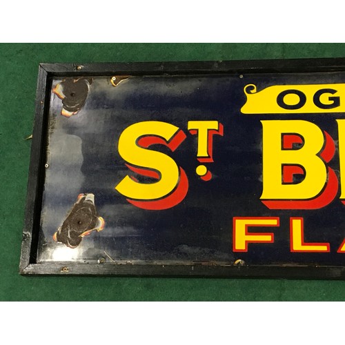 10 - Ogdens St. Bruno Flake vintage enamel advertising sign in wooden frame 158x52cm.