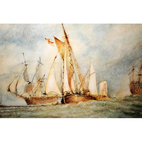 50 - Sheerness by Terence Vickress after JMW Turner. Oil on canvas. O/all frame size 67cms x 56cms