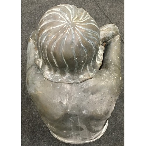 23 - Large bronze decorative sculpture of a girl sitting 67x33x55cm.