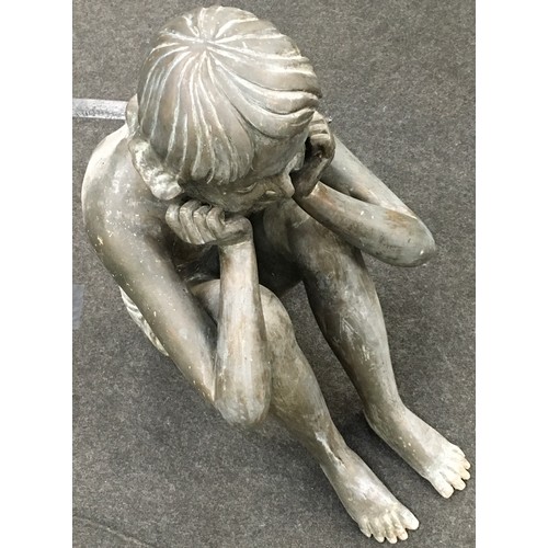 23 - Large bronze decorative sculpture of a girl sitting 67x33x55cm.