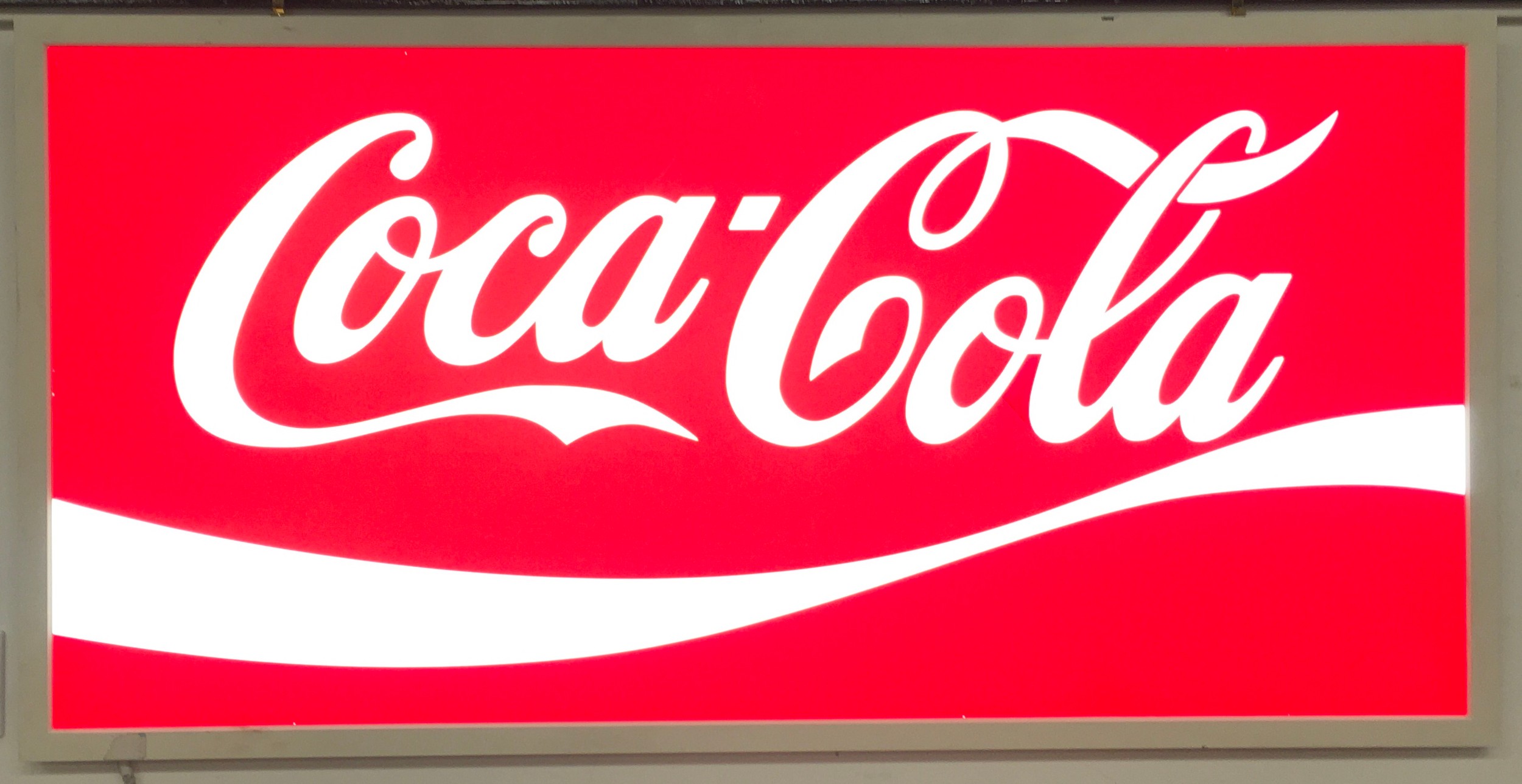 Contemporary Illuminating Coca Cola advertising sign 121x60cm.