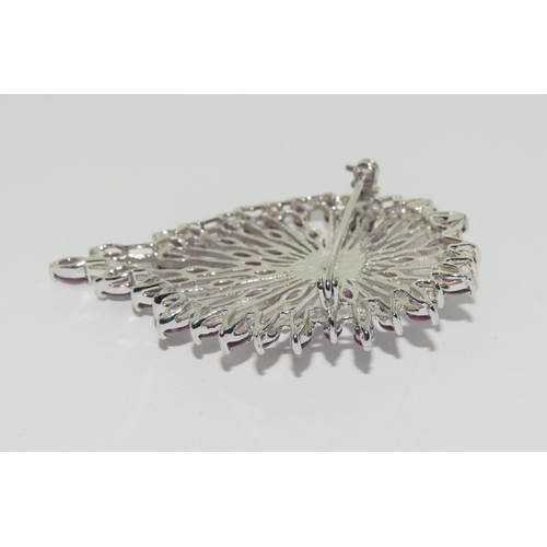 45 - Silver Almandine garnet cultured pearl brooch