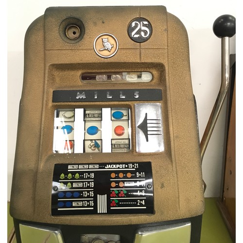 3A - Mills High Top coin operated fruit machine. No jackpot. Complete with cash box, back door and origin... 