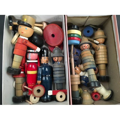 50 - Collection of wooden toys to include puppets, dolls, animals, nursery cut outs, Robin and Nell Dale ... 