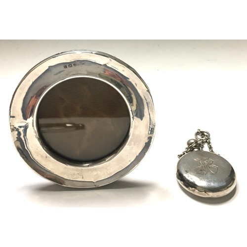 36 - Silver H/M perfume bottle together a round silver easel back picture frame
