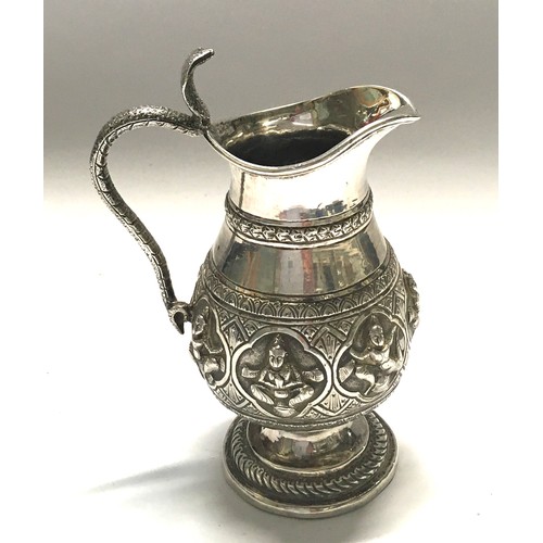 16 - Silver Oriental snake cream jug portraying a snake handle and Siamese people 140gm