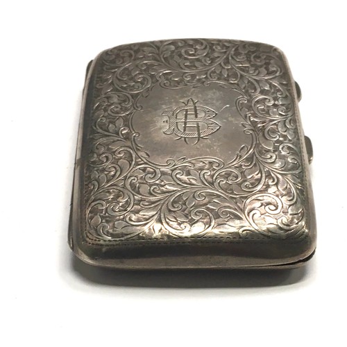 50 - Silver hair brushes together a silver embossed cigarette case