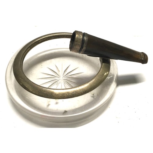 54 - Silver H/M inkwell together a silver rim ash tray and silver rim cigarette holder
