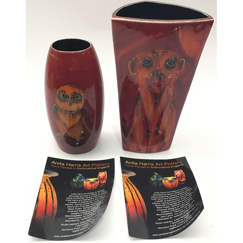 53 - Poole Pottery interest Anita Harris Art Pottery vase depicting a Meerkat 8.3