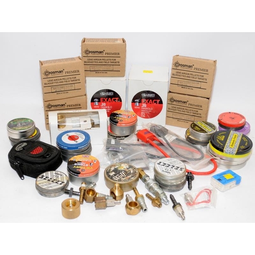 24 - Large collection of air rifle accessories to include pellets, security kits and filler valves