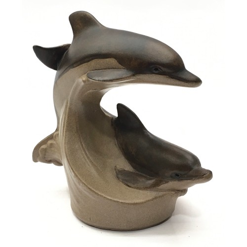 20 - Poole Pottery extremely rare & hard to find stoneware small double dolphin modelled by Tony Morris a... 