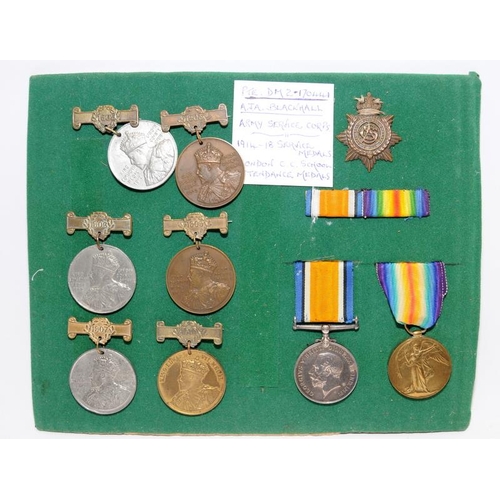 191 - Two sets of WW1 medals c/w added interest London School Board attendance medals. First belongs to WG... 