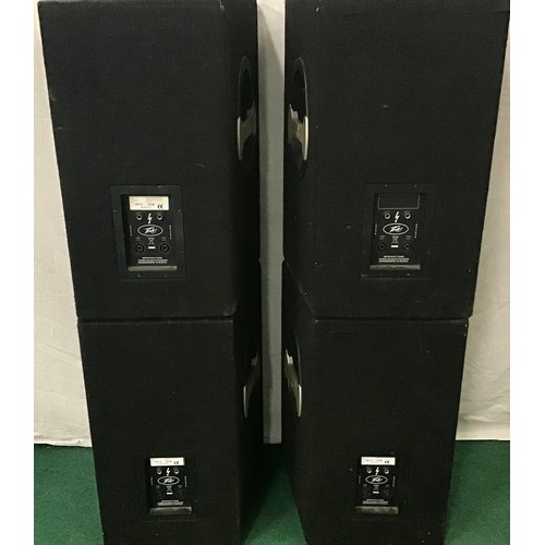 163 - 4 PEAVEY PA LOUDSPEAKERS. These speakers are covered in black fabric and have a 2 way speaker system... 