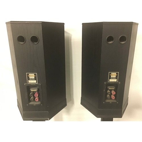 175 - PAIR OF TANNOY SPEAKERS. Nice pair of speakers here on metal stands with spiked feet. The speakers a... 