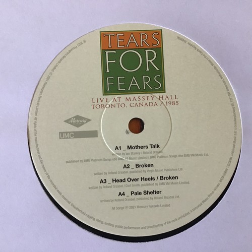 55 - TEARS FOR FEARS - LIVE AT MASSEY HALL - 2LP VINYL. Record Store Day release from 2021 UK/EU limited ... 