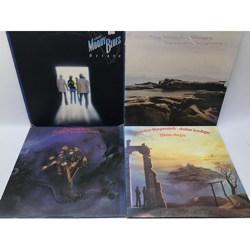 158 - 8 RELATED MOODY BLUES VINYL RECORDS. These albums include - On The Threshold Of A Dream - Seventh So... 