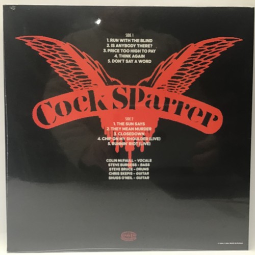 63 - COCK SPARRER LP RECORD 'RUNNING RIOT IN '84'. Re-issue still factory sealed on Santa Records.