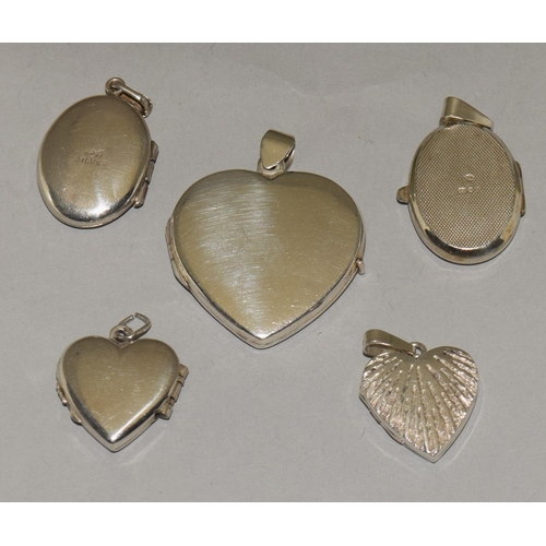 357 - 5 X Assorted vintage sterling silver lockets.