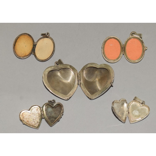 357 - 5 X Assorted vintage sterling silver lockets.