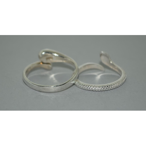 416 - Two 925 silver snake rings.