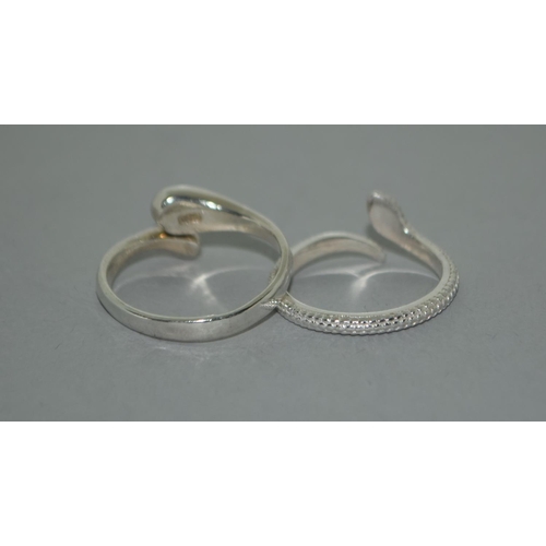 416 - Two 925 silver snake rings.