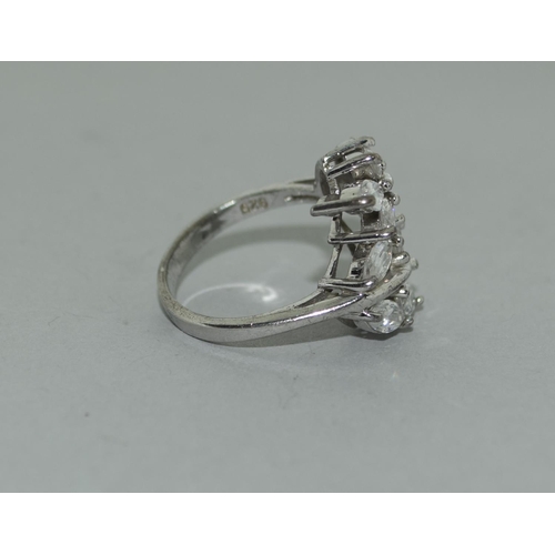 396 - Large CZ 925 silver cocktail ring Size M