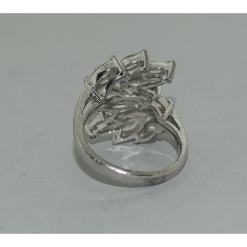 396 - Large CZ 925 silver cocktail ring Size M