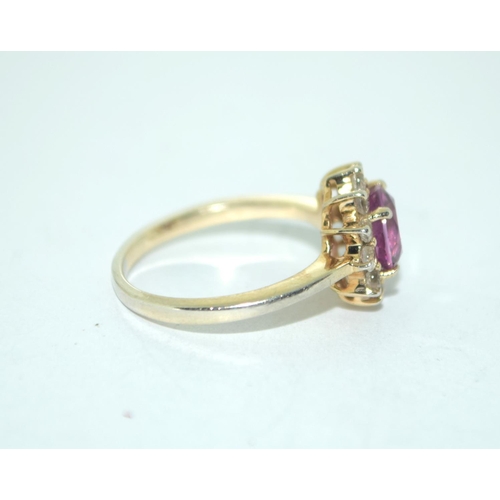 444 - Blackberry quartz gold on 925 silver cluster ring Size L 1/2.