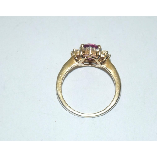 444 - Blackberry quartz gold on 925 silver cluster ring Size L 1/2.