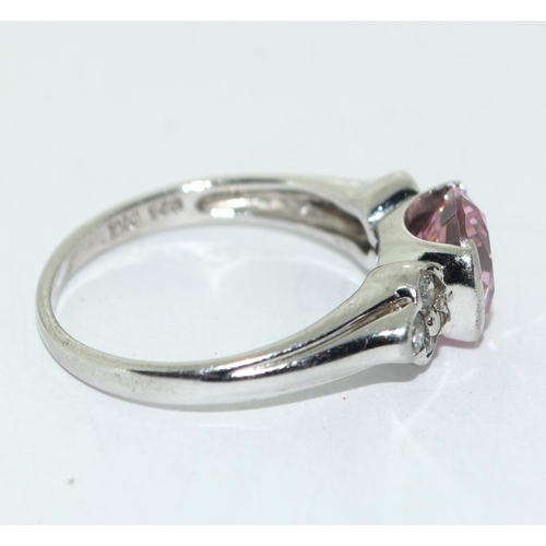 469 - Collette set pink/white CZ w/g on 925 silver ring Size P 1/2.