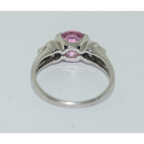 469 - Collette set pink/white CZ w/g on 925 silver ring Size P 1/2.