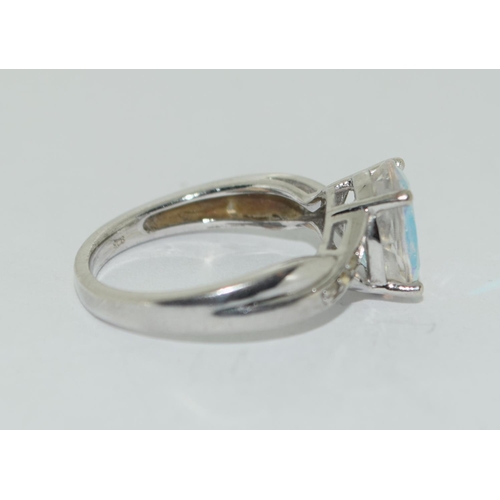 455 - Mystic white Topaz W/G 925 silver ring Size J 1/2.