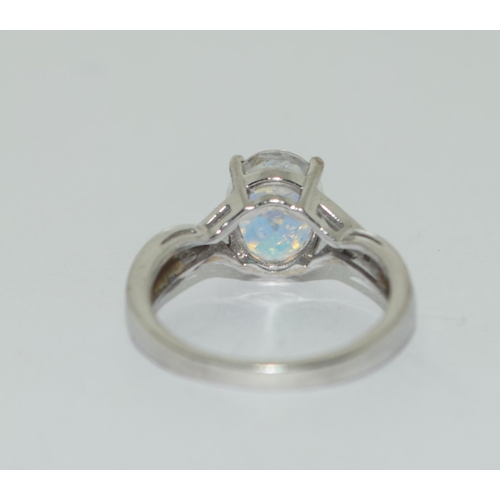 455 - Mystic white Topaz W/G 925 silver ring Size J 1/2.