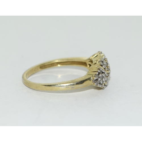 337 - 925 silver Diamond cluster ring. Size Q.