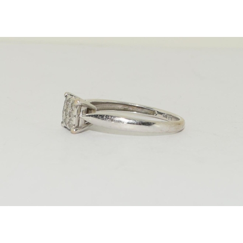 306 - 9ct white gold ladies diamond square face H/M as 0.15ct in ring size M 1.7gm