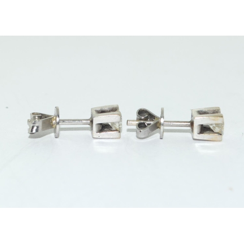 351 - 18ct white gold Diamond ear studs approx 0.5ct total